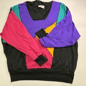 Vintage YoungStuff Multicolor Women's Sweater  Color Block 1X 16W 18W